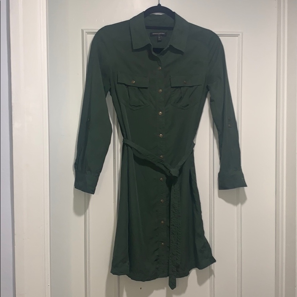 🌿Banana Republic Army Green Shirtdress 0 PETITE
